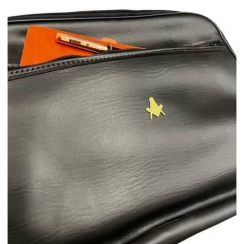 Masonic Real Leather Laptop Case With Gold Emblem
