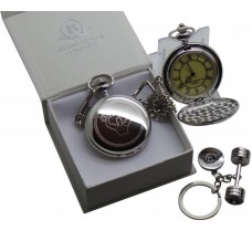 Bodybuilder Weightlifting Pocket Watch and Keyring