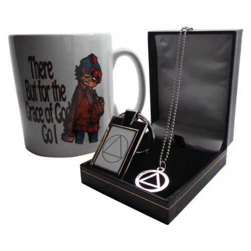 AA Alcoholics Anonymous x 3 Piece Gift Set Necklace Mug Keyring 12 STEP Sobriety AA Alcoholics Anonymous x 3 Piece Gift Set Necklace Mug Keyring 12 STEP Sobriety