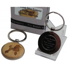 Poodle Wood & Silver Personalised Keyring Poodle Wood & Silver Personalised Keyring