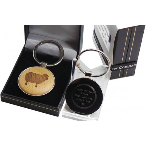 Sheep Wood & Silver Personalised Keyring Sheep Wood & Silver Personalised Keyring