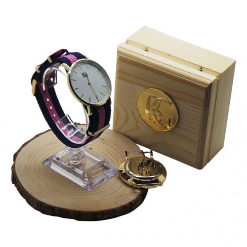 Personalised Gold Plated Striped Wristwatch Personalised Gold Plated Striped Wristwatch